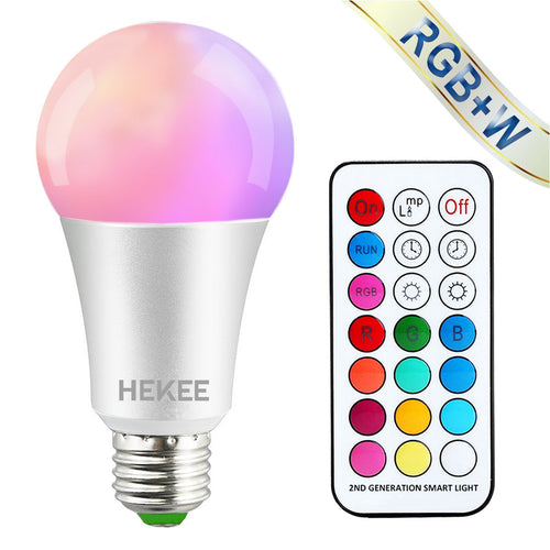 HEKEE 2G generation RGBW light bulb with remote control E27