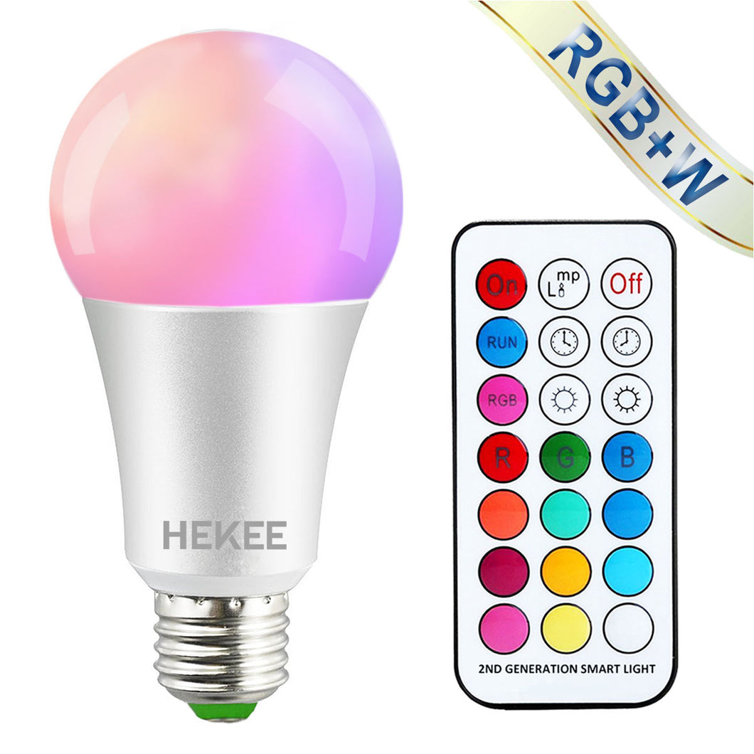 HEKEE 2G generation RGBW light bulb with remote control E27