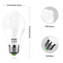 HEKEE LED Motion Sensor Light Bulb 60W Equivalent, E26 9W A19  Motion Activated Outdoor & Indoor Security Bulbs Lamp 810 Lumens Warm White for Porch, Garage Stairs, Front Door, Hallway (2 Pack)