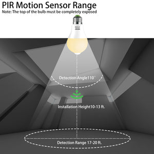 HEKEE LED Motion Sensor Light Bulb 60W Equivalent, E26 9W A19  Motion Activated Outdoor & Indoor Security Bulbs Lamp 810 Lumens Warm White for Porch, Garage Stairs, Front Door, Hallway (2 Pack)