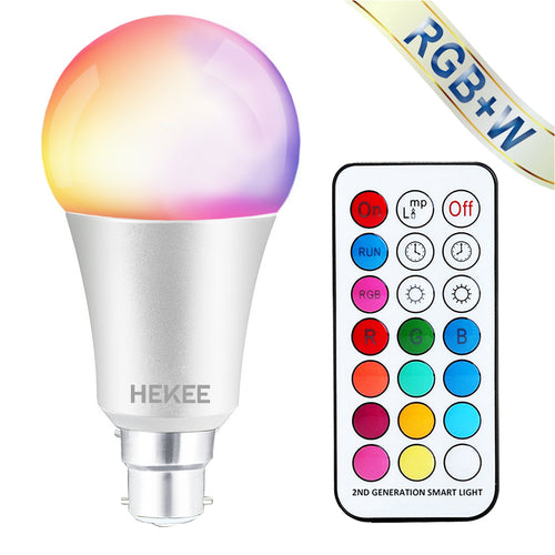 HEKEE 2G generation RGBW light bulb with remote control B22