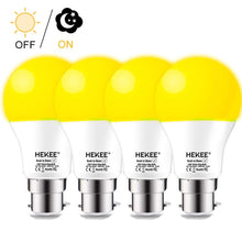 Dusk to Dawn Sensor 8 Watt 750 Lumen LED Light Bulbs B22 - Auto On/Off - Orange-Yellow 2000K Bayonet (4 Pack)